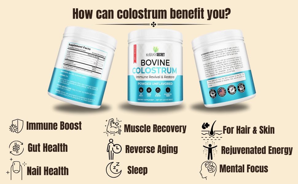 Polvo de calostro alimentado con pasto, para la salud intestinal humana, inmunidad, piel y cabello, recuperación muscular, más de 400 nutrientes