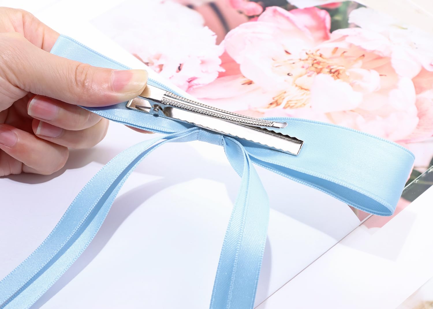 Pinza de cinta para el cabello para mujer, diseño de ángel Penta, 2 piezas, lazo para el pelo, borla con borla de cocodrilo, accesorio decorativo