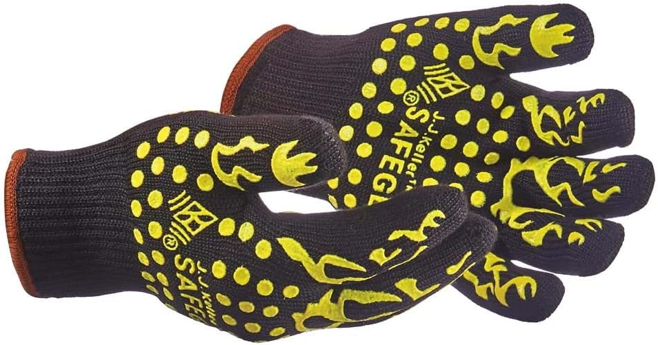 J. J. Keller & Associates, Inc. SAFEGEAR – Guantes de trabajo resistentes al calor nivel 3, EN 407, carcasa de aramida, puntos de silicona para