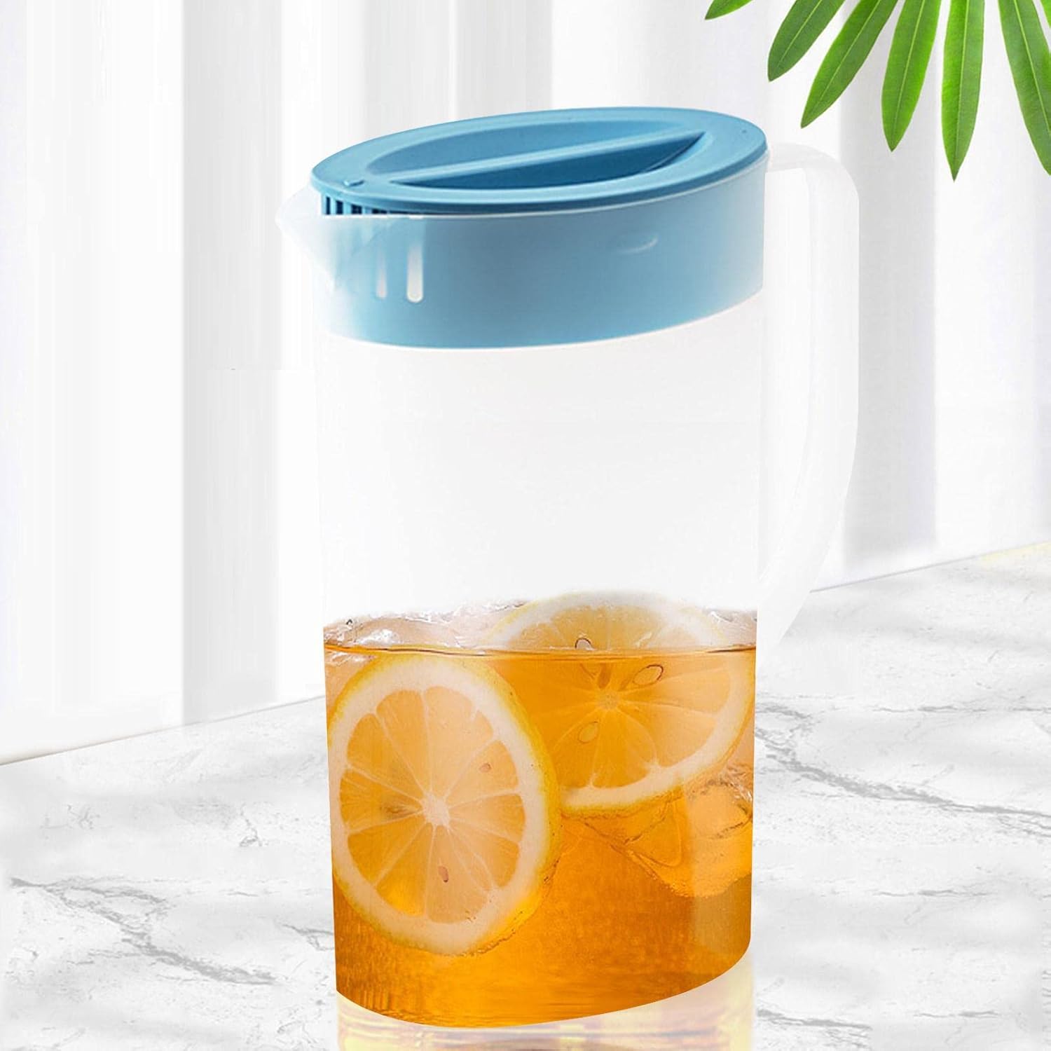 Jarra de agua para bebidas, jarra de jugo con tapa, jarra de té helado, recipiente de limonada para leche, boquilla en forma de V, jarras de jugo de