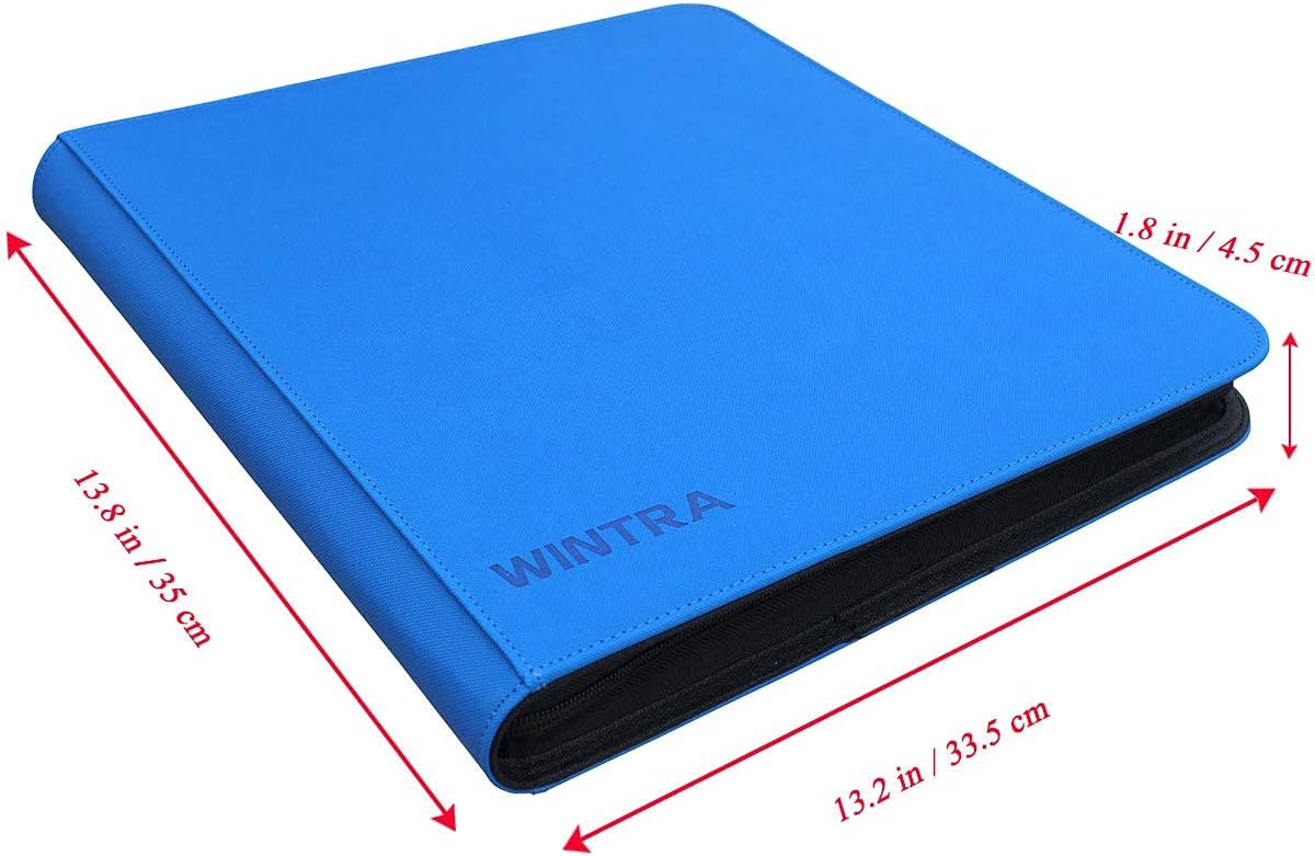 WINTRA Carpeta de tarjetas azules de 12 bolsillos, álbum de coleccionistas de tarjetas coleccionables de carga lateral, tarjetero premium con 720