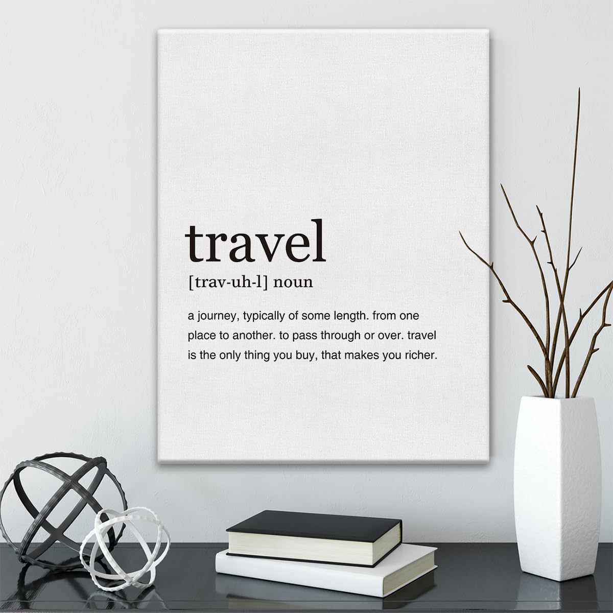 GTGIC Lienzo impreso con definición de viaje, arte de pared, decoración de oficina en casa, pintura moderna con cita de 12 x 15 pulgadas, póster