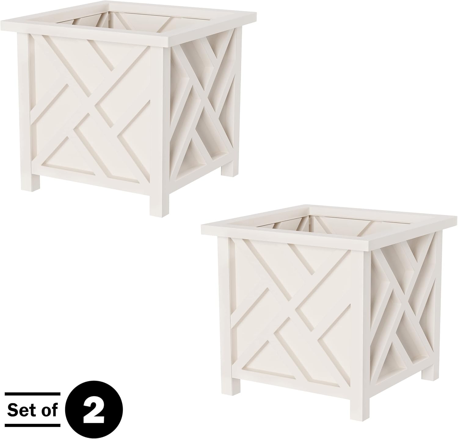 Pure Garden – Macetero con diseño de celosía, paquete de 2  Macetas decorativas de 14.75 pulgadas para flores o plantas al aire libre  porche