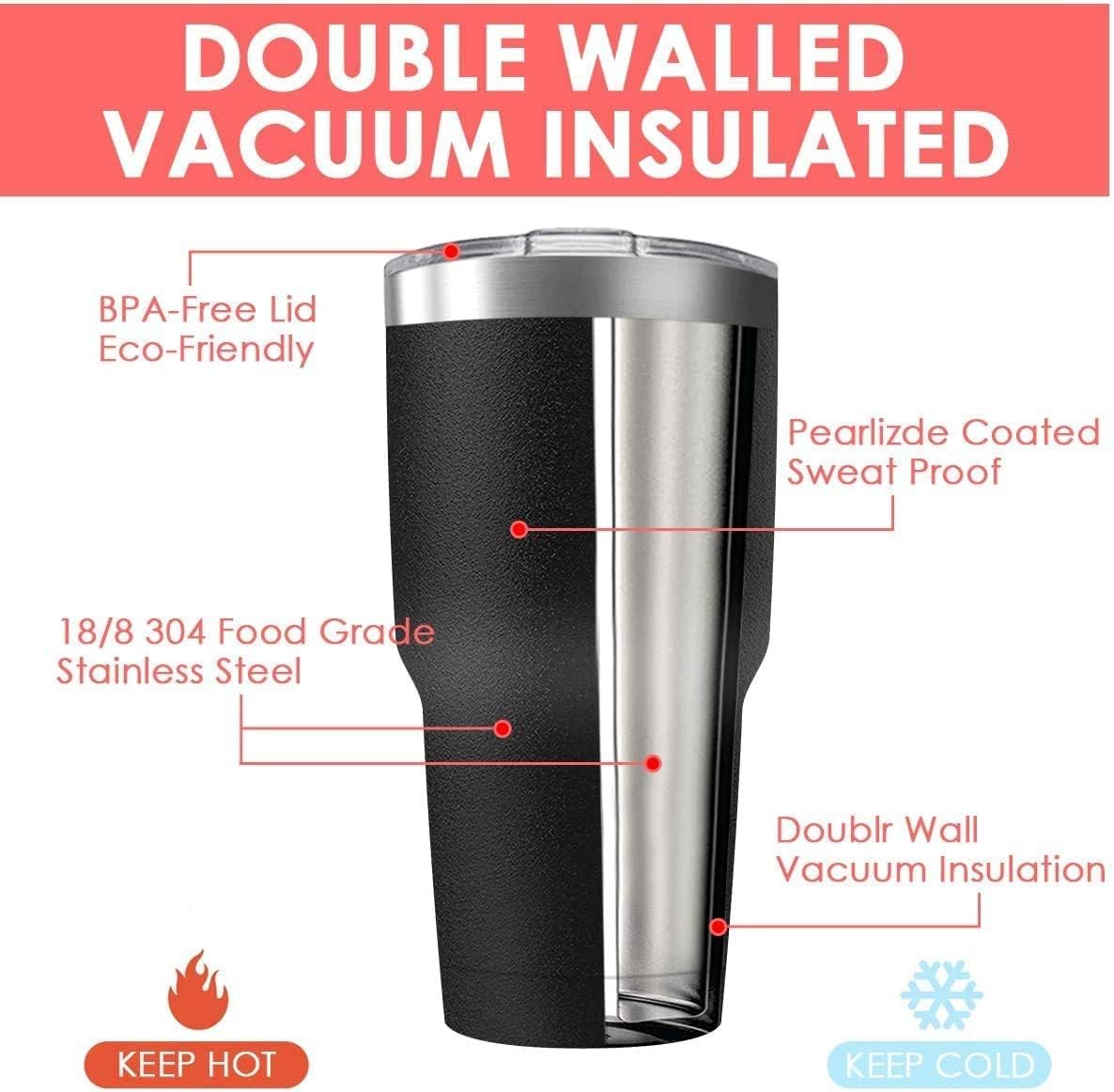 Vaso de viaje de 30 onzas, aislado al vacío, con tapa deslizante, de acero inoxidable, doble pared, térmico, para el café, el hogar, la oficina, al