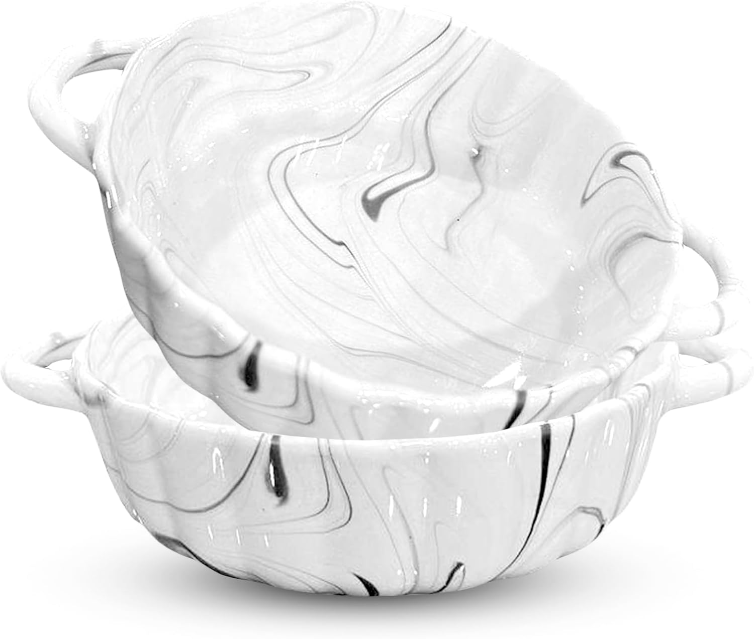 CASADELLA – Juego de 6 moldes para horno de 8 onzas, juego de 6 moldes de crema Brulee con asas dobles, tazas de postre de cerámica, regalo