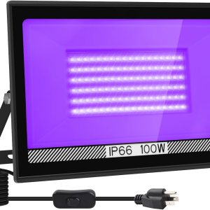 Luces negras de 100 W, 1 paquete de luz LED negra con enchufe, luces negras impermeables IP66 para fiestas de baile, brillan en la oscuridad, Luces negras de 100 W, 1 paquete de luz LED negra con enchufe, luces negras impermeables IP66 para fiestas de baile, brillan en la oscuridad,