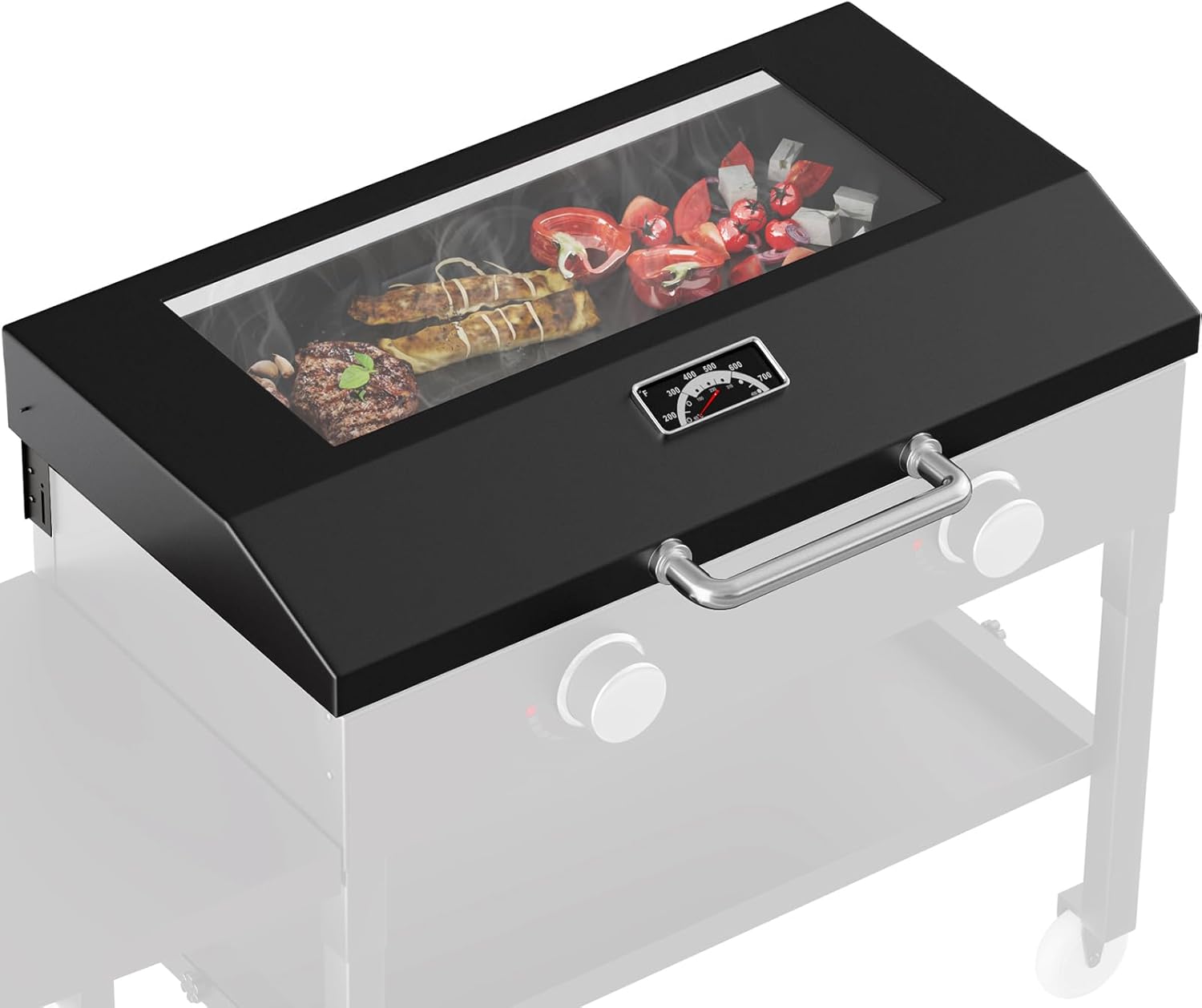 BBQ Future Tapa transparente para plancha Blackstone de 28 pulgadas, cubierta dura con ventana de vidrio para estación de parrilla Blackstone de 28