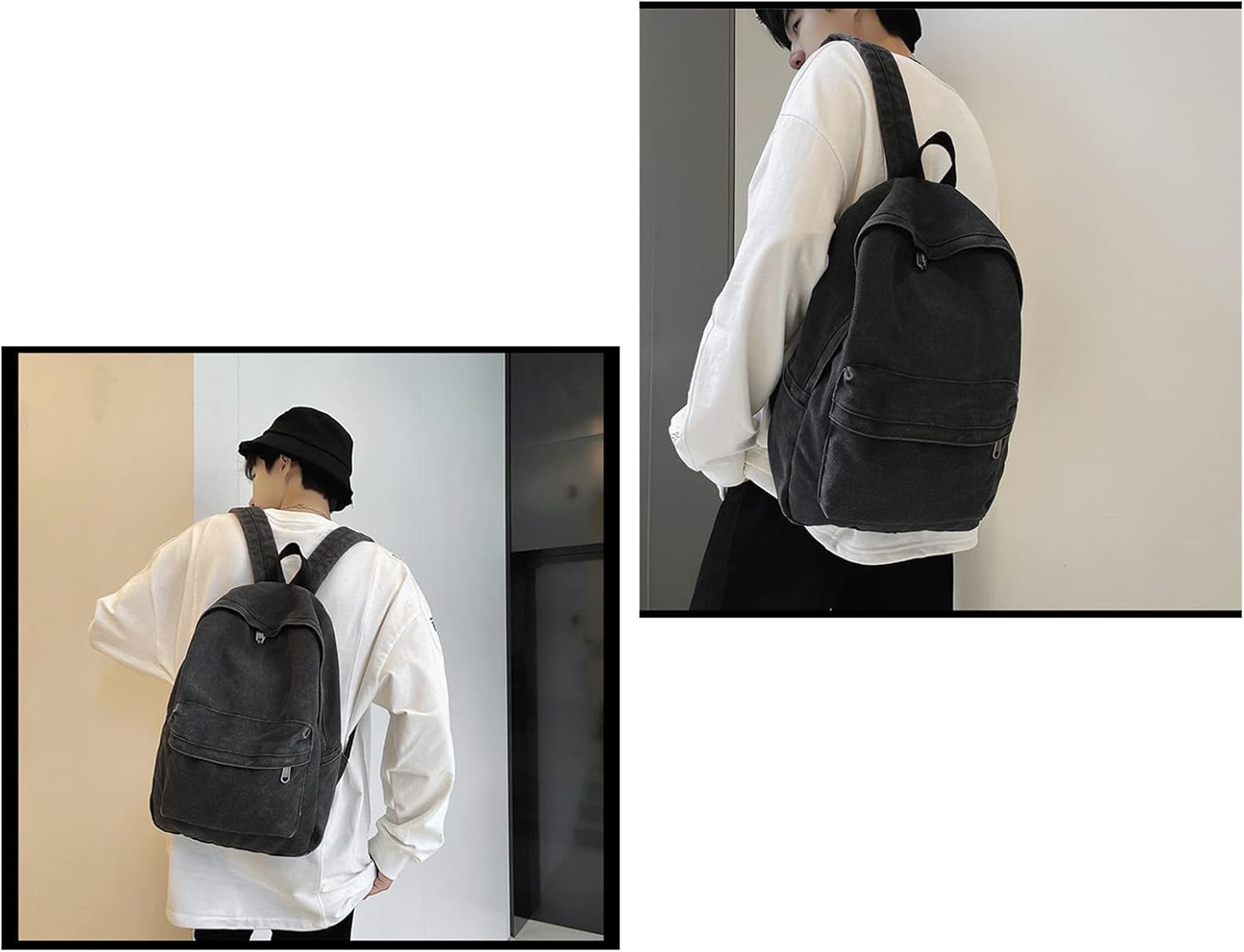 Mochilas estéticas, ligeras, repelentes al agua, informales, para mujer, hombre, escuela, regalo para estudiantes, Negro -, Mochila