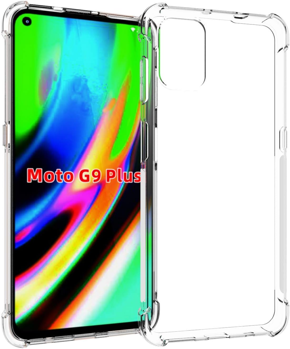 USTIYA Funda para Motorola G9 Plus Clear TPU Moto G9+Cuatro Esquinas Cubierta Protectora Transparente Suave Funda