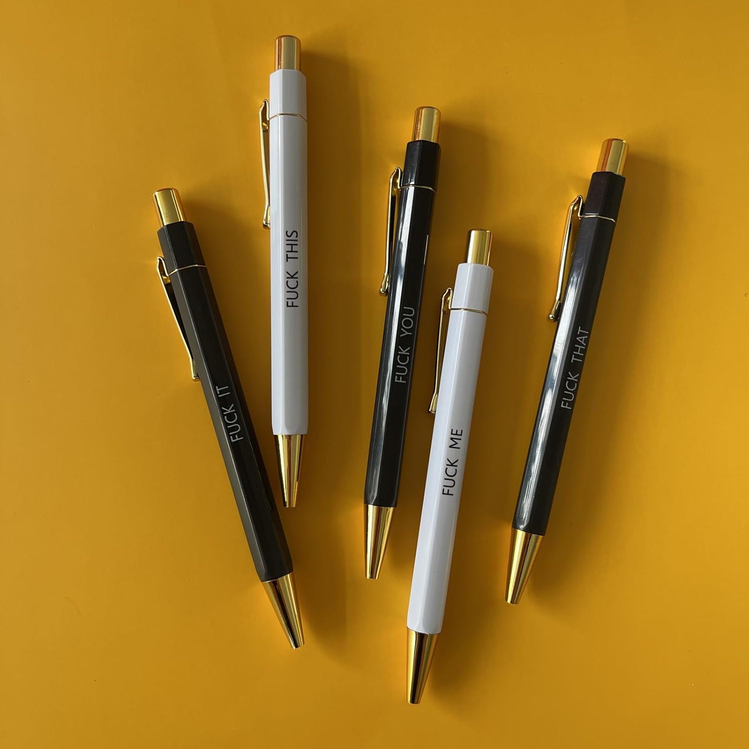 Juego de 5 bolígrafos divertidos, Swear Word Daily Pen Set, bolígrafos de tinta negra de 0.039 pulgadas, bolígrafo de servicio al cliente, juego de