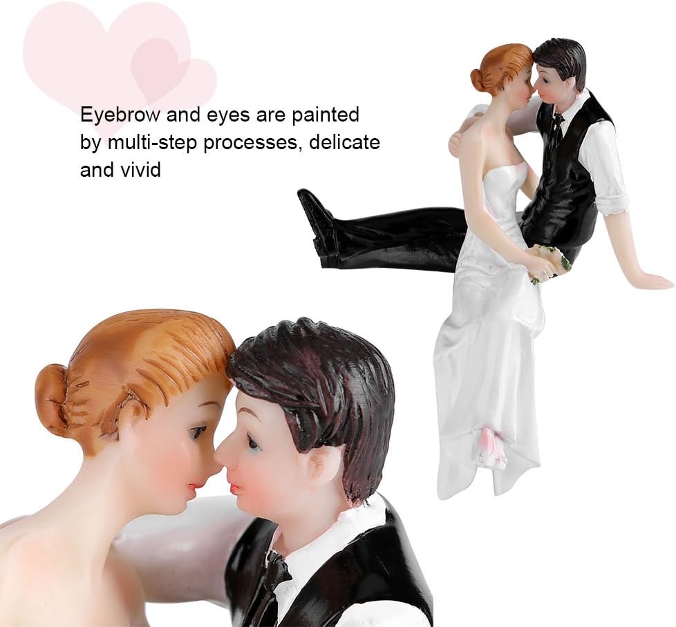 BORDSTRACT Divertidos adornos para tartas de boda, romántica figura de resina con forma de novia y novio, para decoración de fiesta de banquete de