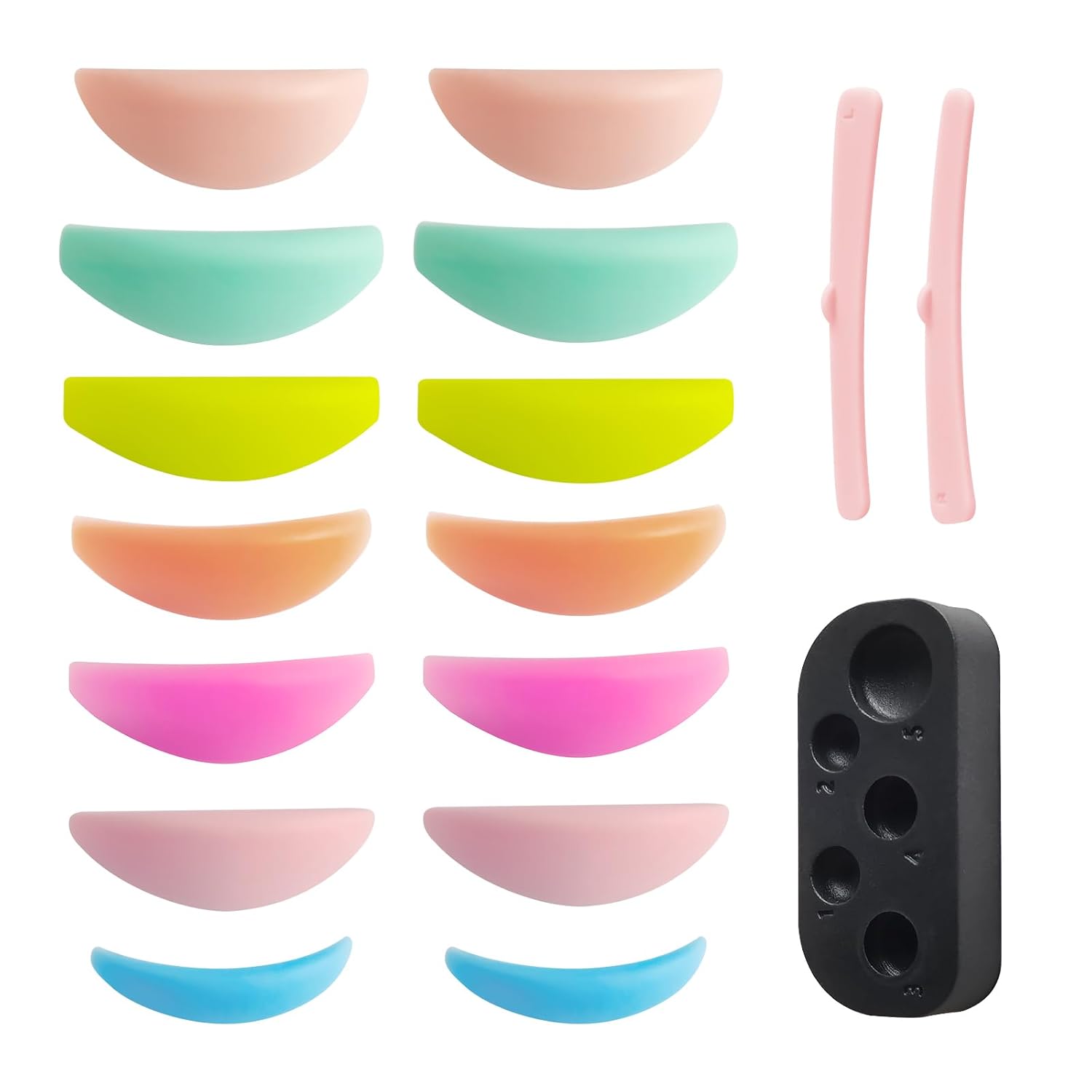 Libeauty Almohadillas de elevación de pestañas, 17 piezas, herramienta de elevación de pestañas multifunción 3 en 1, paleta profesional de silicona