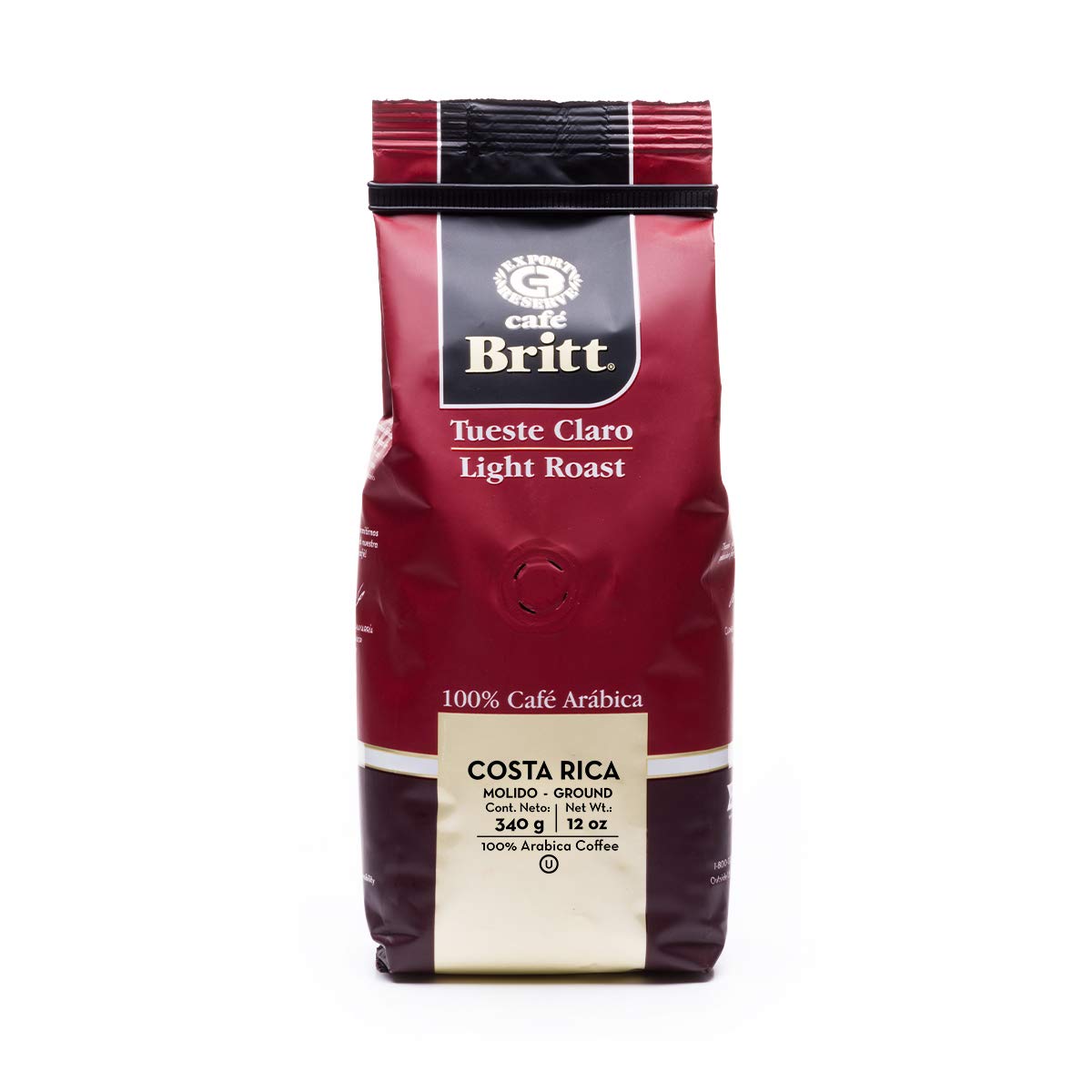 Café Britt – Café costarricense tostado ligero (12 onzas) (paquete de 3) – Café molido, arábica, kosher, sin gluten, 100% gourmet y tostado ligero