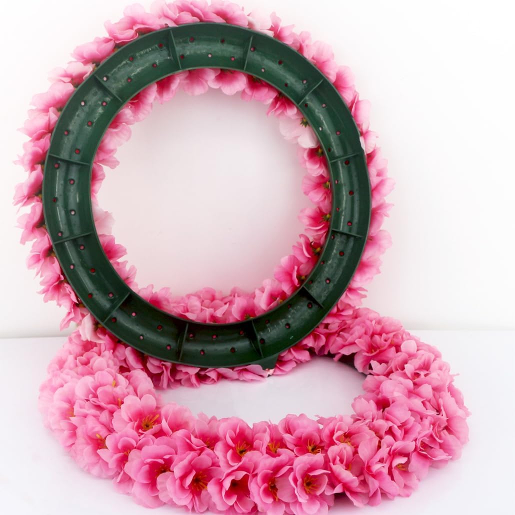 Corona de flores de cerezo, corona circular reutilizable de flores artificiales de 14 pulgadas, decoración del hogar, decoración para dormitorios,