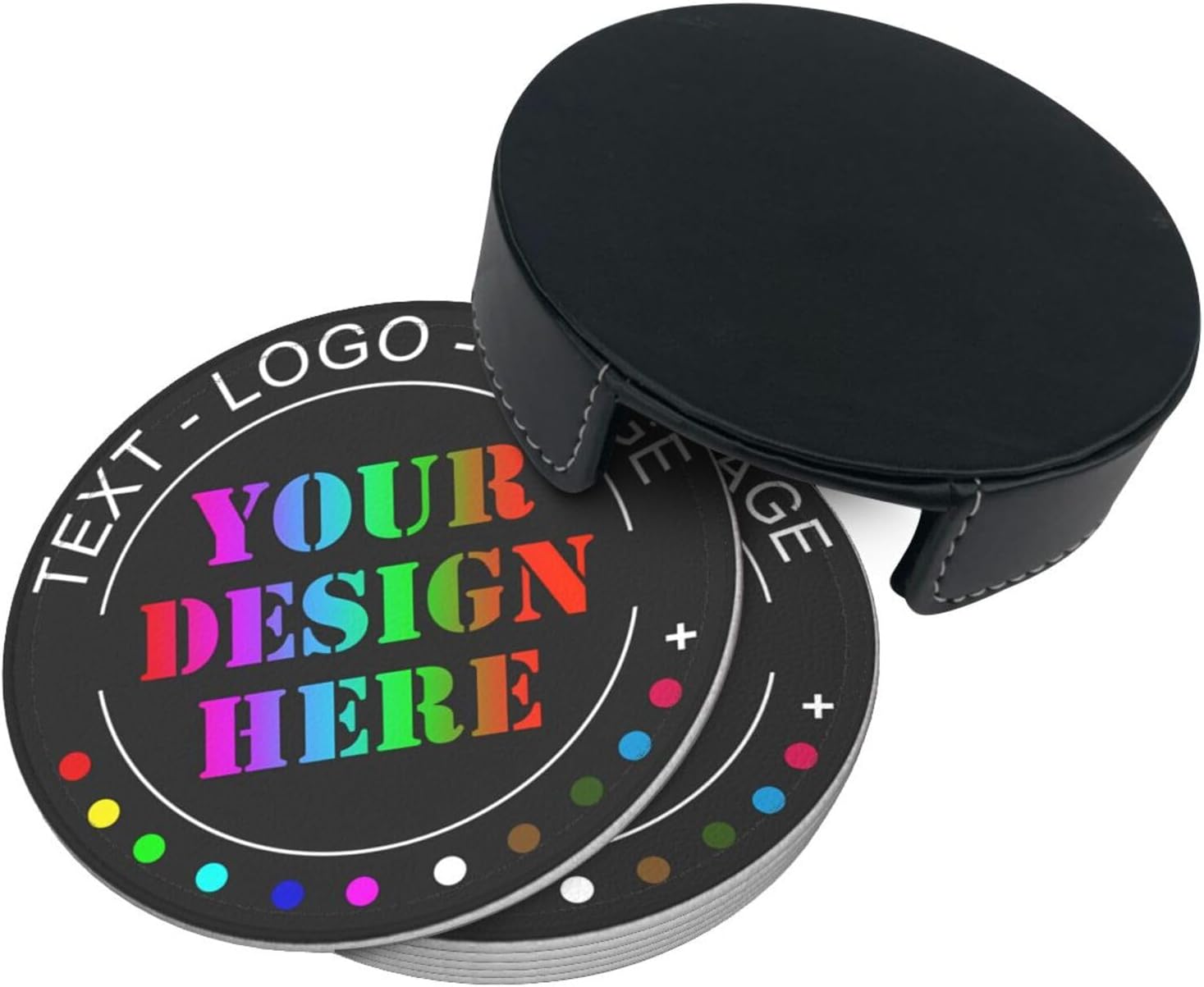 Posavasos personalizados, resistentes al calor, antideslizantes, de cuero, para añadir tu foto, texto, logotipo, imagen para auto, taza de café,