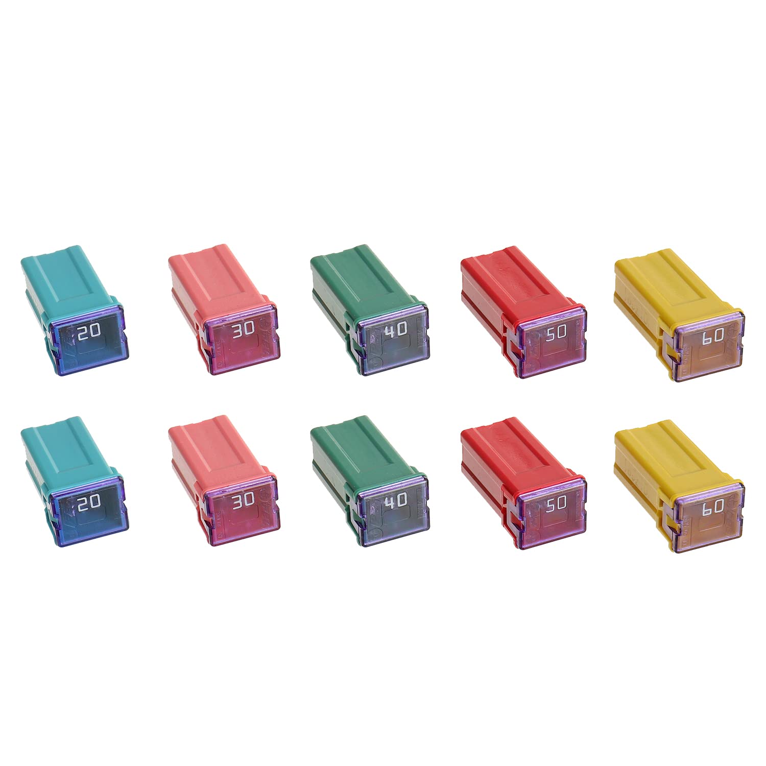 10 fusibles de bloque Jcase para camiones y SUV (20A30A40A50A60A, 2 piezas cada uno)