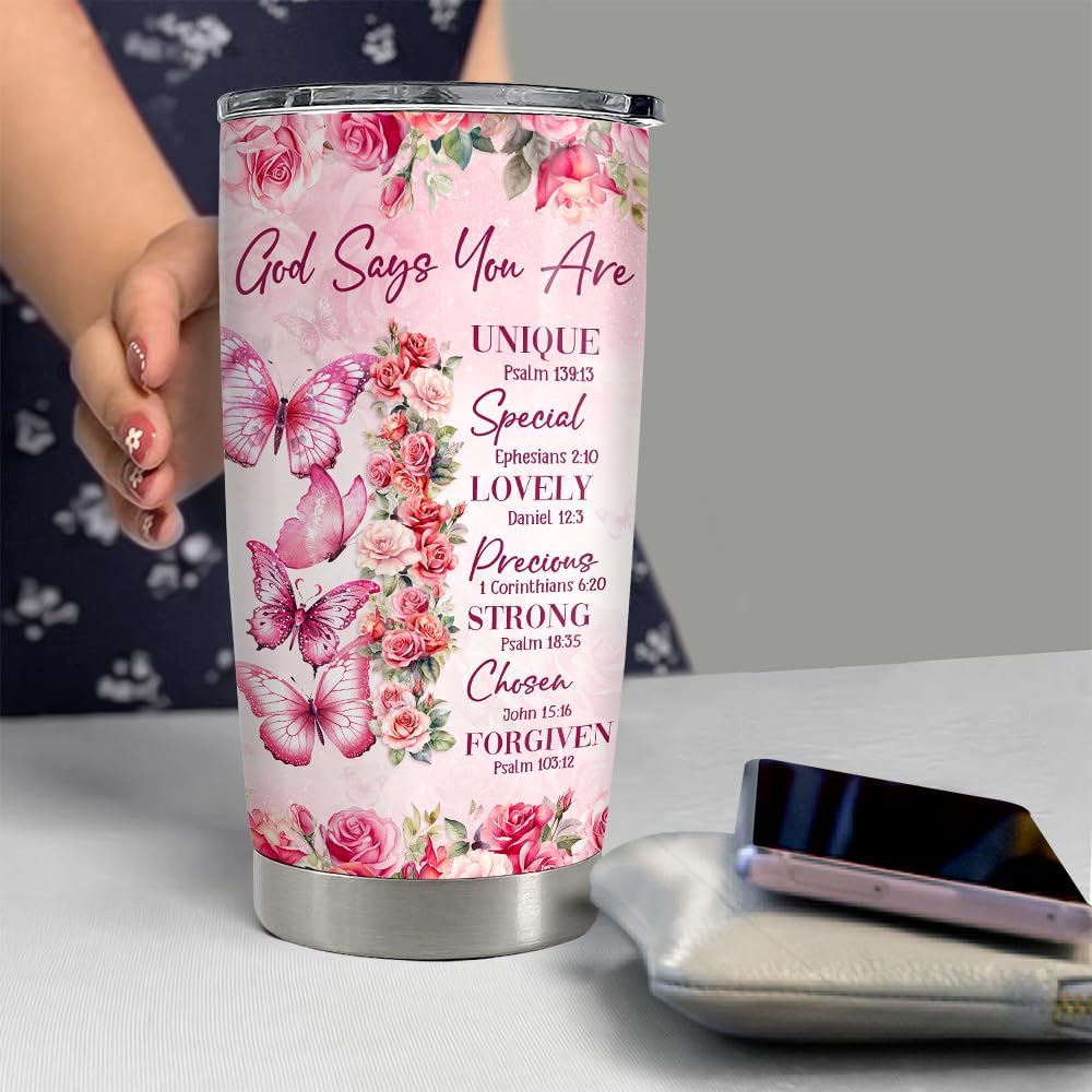 SANDJEST Regalos inspiradores personalizados para mujeres, regalos cristianos para mujeres, vaso de 20 onzas y 30 onzas, vaso de café de viaje,