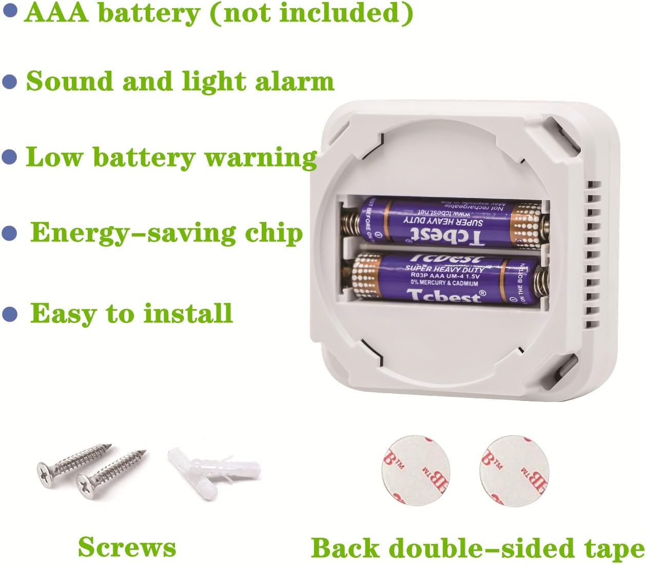 COOKSS – Detector de monóxido de carbono, 2 unidades, monitor de gas CO con pantalla digital LCD y advertencia de sonido, alarma de CO de alta