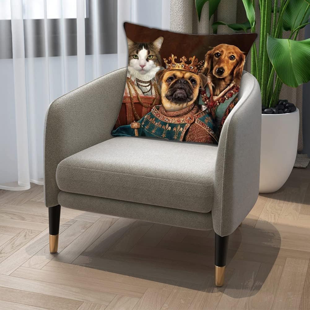 Divertida funda de almohada con diseño de retrato de mascota, gato y perro, funda de almohada para auto, sofá, oficina, cama, habitación, decoración