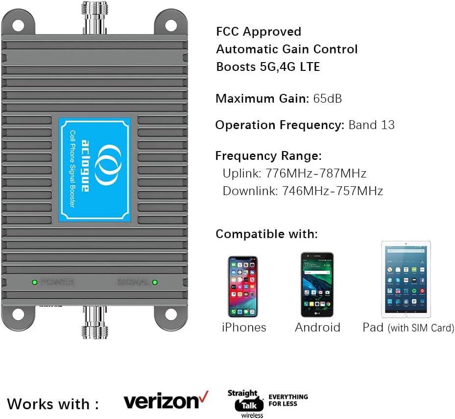 Amplificador de señal de teléfono celular para Verizon 5G 4G LTE 700MHz Band 13 Kits de antena de refuerzo de señal celular, aumenta los datos y