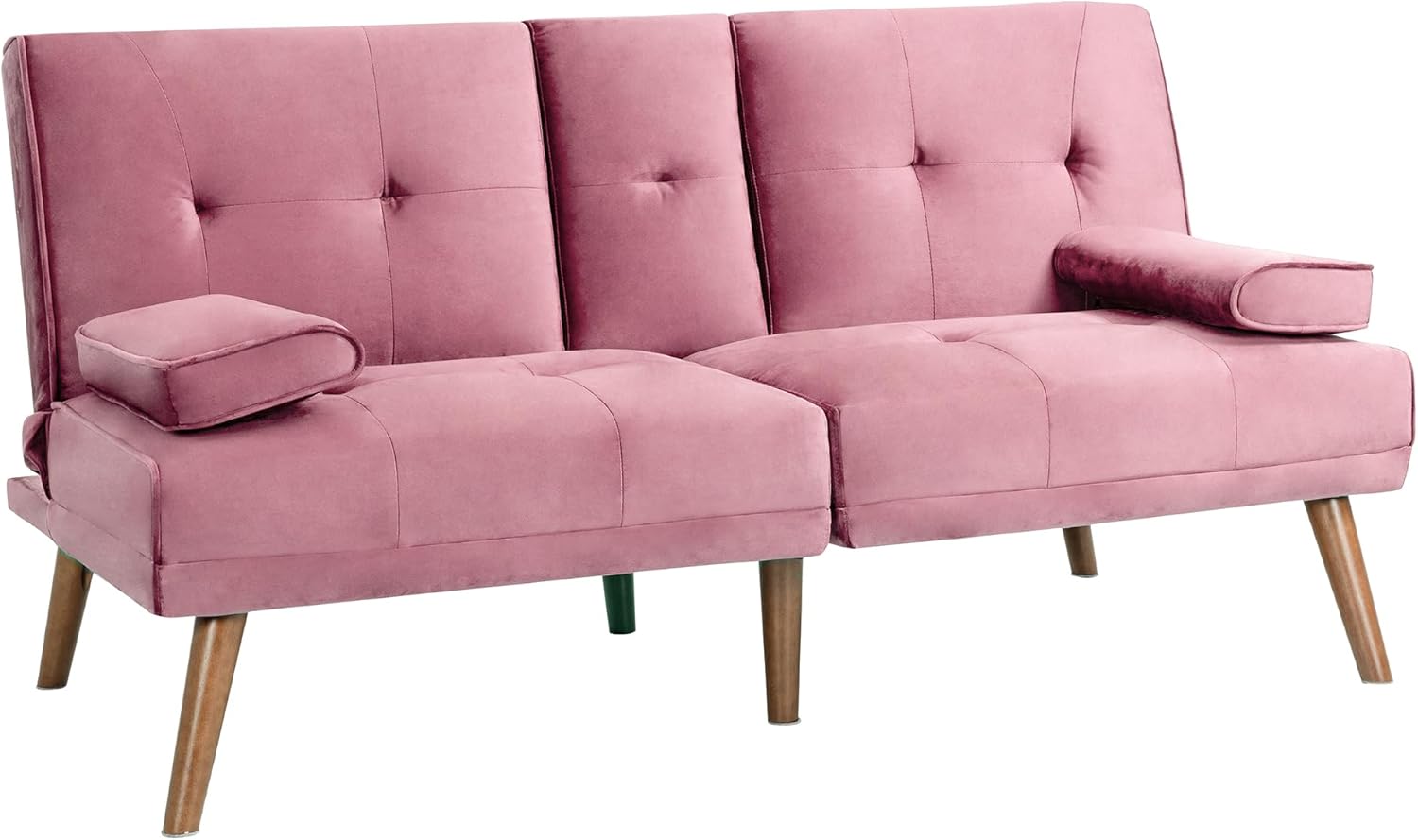 Meilocar Sofá cama de terciopelo, sofá biplaza de 60 pulgadas con reposabrazos extraíbles, cama de invitados ajustable para espacios pequeños,