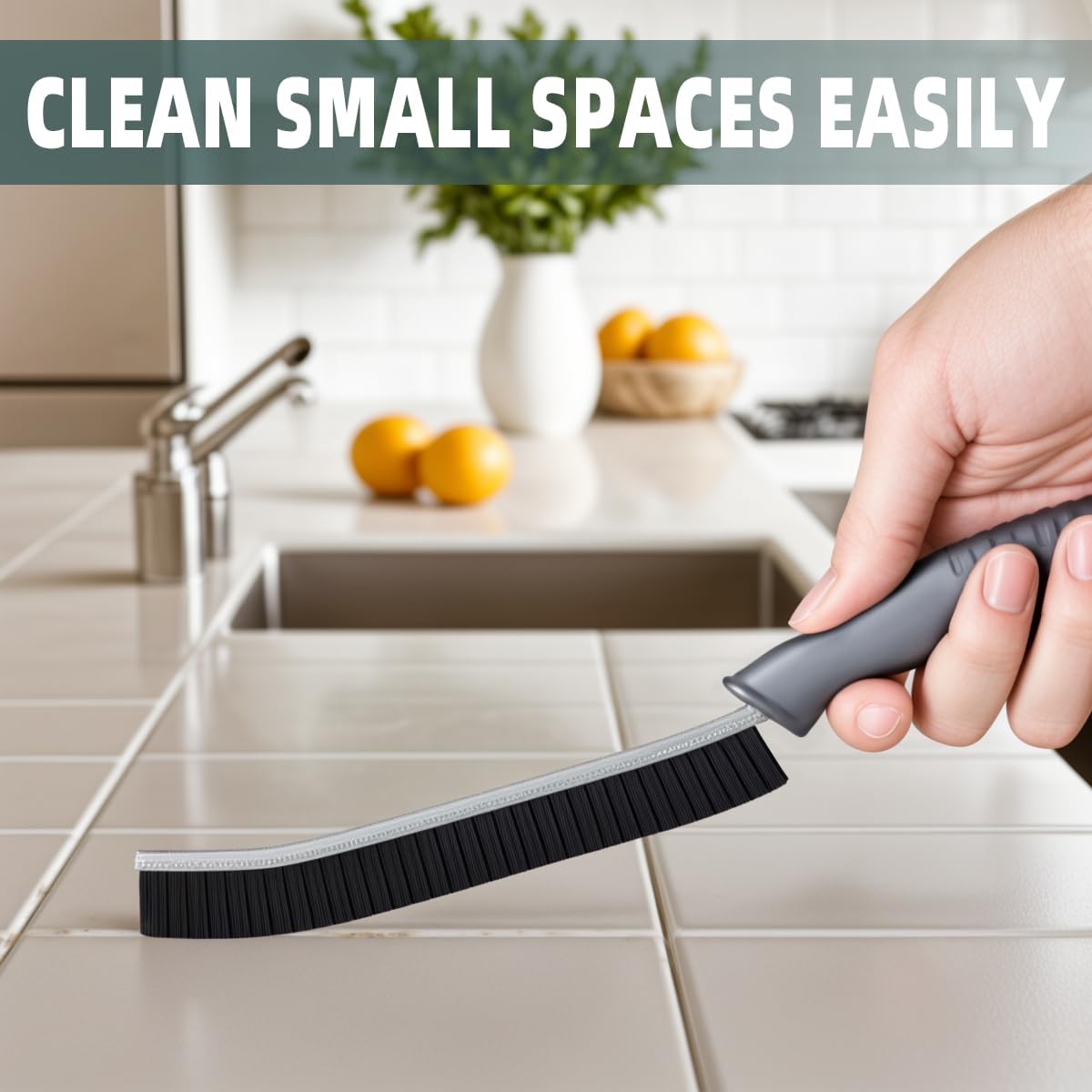 Tile and Grout Brush, Sturdy Crevice Cleaning Brush, Grout Brush with Long Handle, Easy Use Tile Scrub Brush, Cleaning Tool for Household Use, Tile,