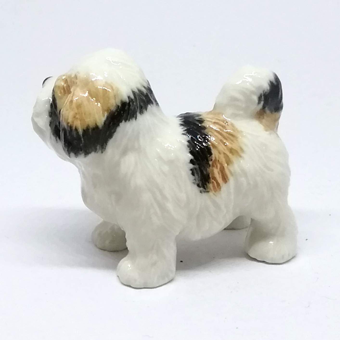 ZOOCRAFT Pequeña figura de cerámica para perro Shih Tzu, pintada a mano, decoración coleccionable de regalo de porcelana
