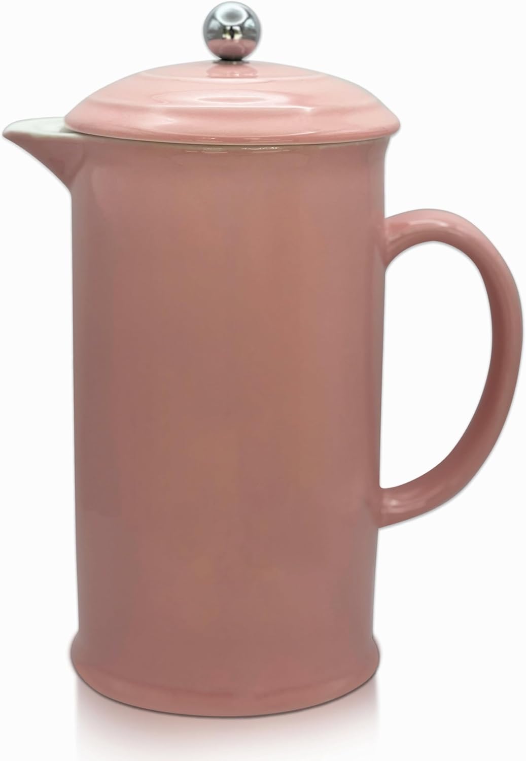 Cafetera de prensa francesa, cerámica vintage, 34 onzas, con aislamiento, retención de calor, apta para lavavajillas (rosa)
