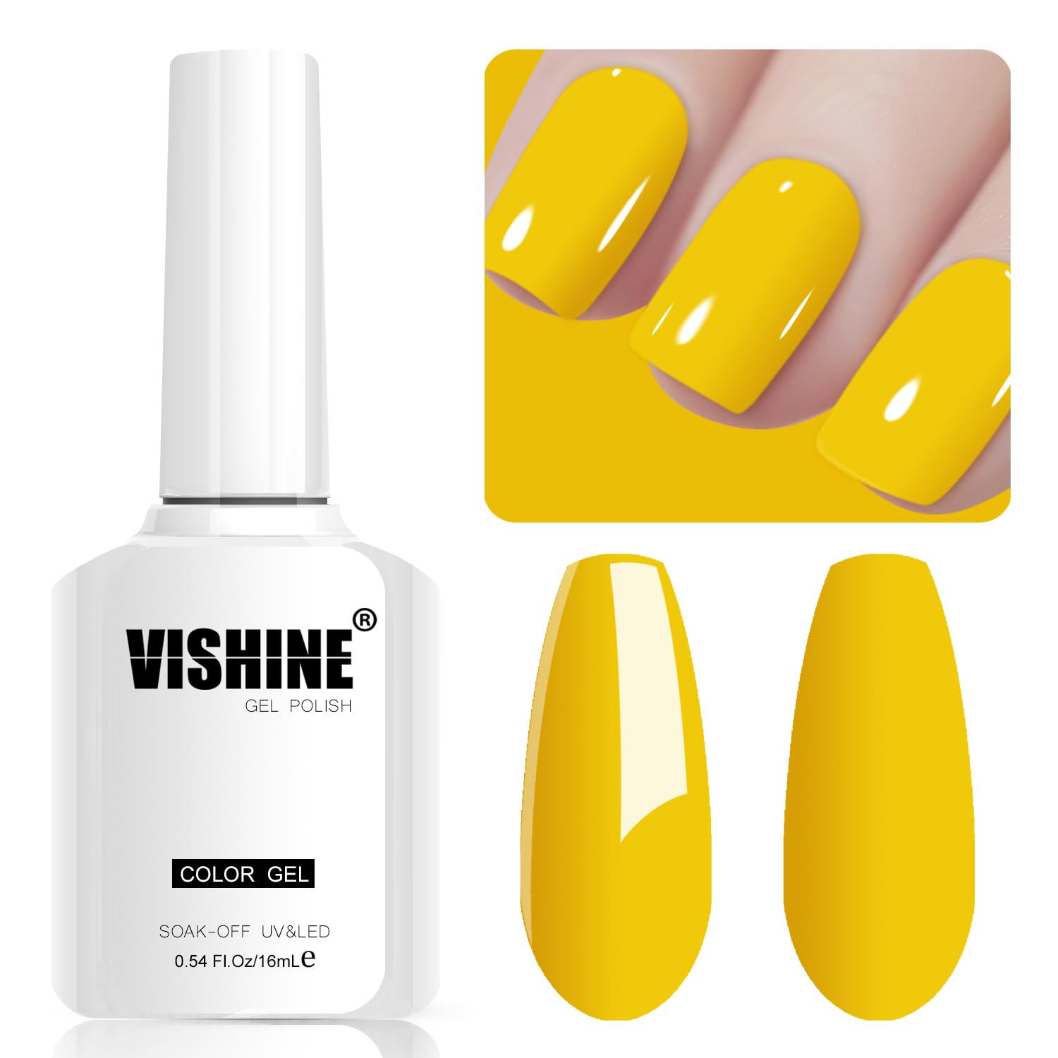Vishine Esmalte de uñas en gel de 0.6 fl oz, 1 unidad, color amarillo canario, esmalte de uñas de larga duración, esmalte de uñas en gel para otoño,