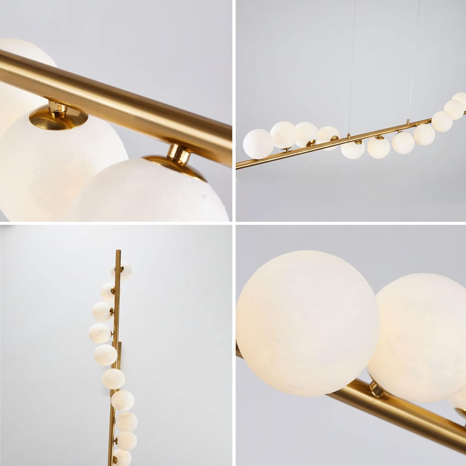 Lámpara de araña moderna de mediados de siglo para comedor, de color dorado, lámpara de burbujas sobre mesa, 11 luces, lámpara colgante lineal para
