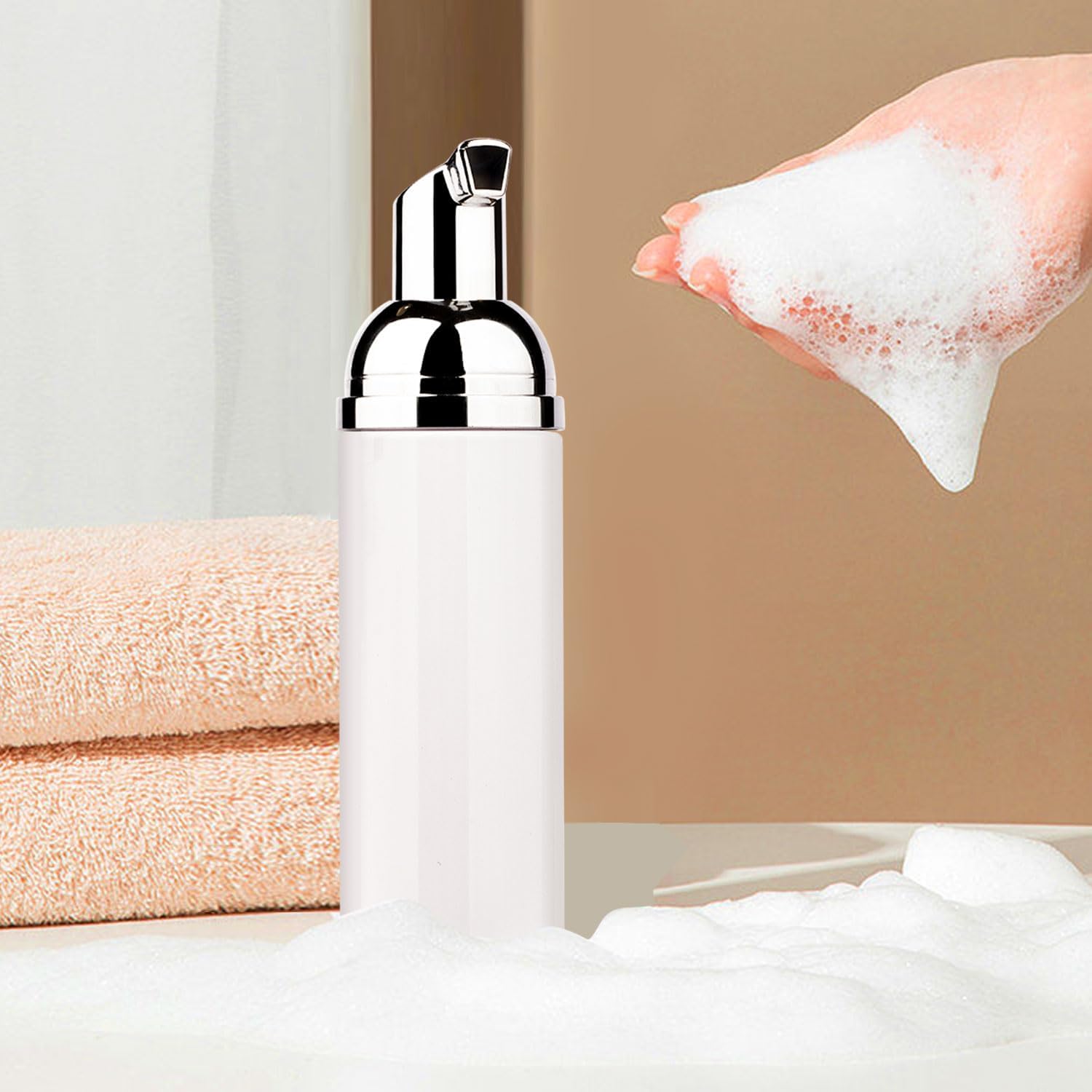 Botella de espuma de 2.0 fl oz, dispensador de jabón para pestañas, botella de viaje, 5 unidades, botella vacía de plástico recargable para jabón de