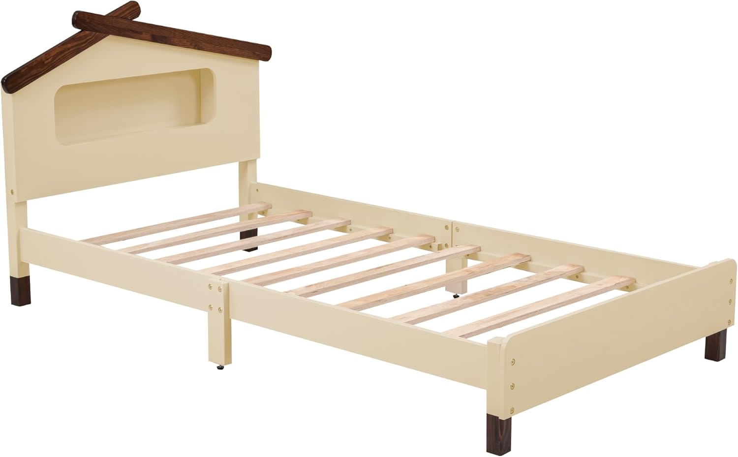 Merax Marco de cama de madera individual para niños con luz de movimiento, plataforma de madera para niños y niñas, no necesita somier, fácil de