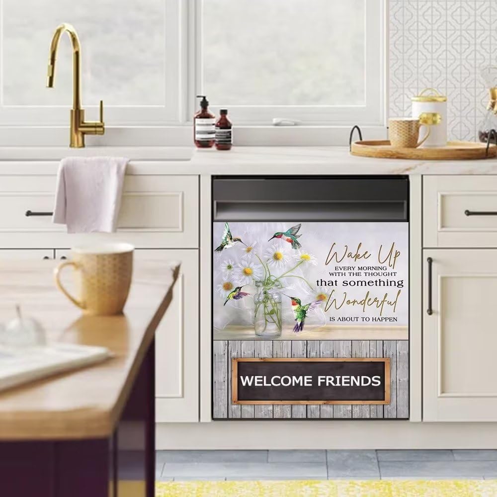 Maravilloso imán de margarita para puerta de lavavajillas, florero de flores para lavavajillas, decoración magnética de cocina, calcomanía para
