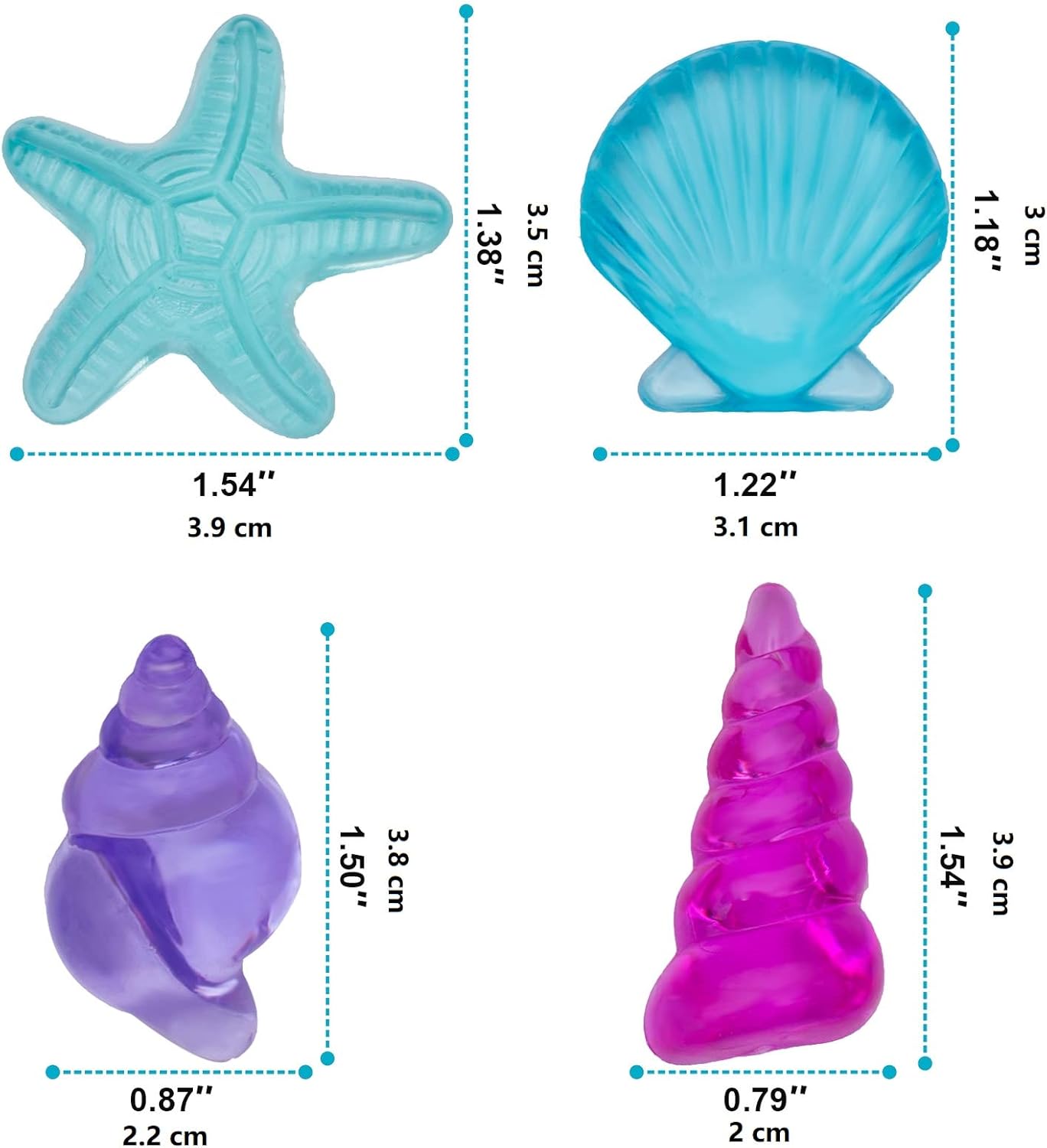 Coloridos juguetes de plástico con gemas de concha de mar, caracola, estrella de mar, para vacaciones en la playa, buceo en la piscina, búsqueda del