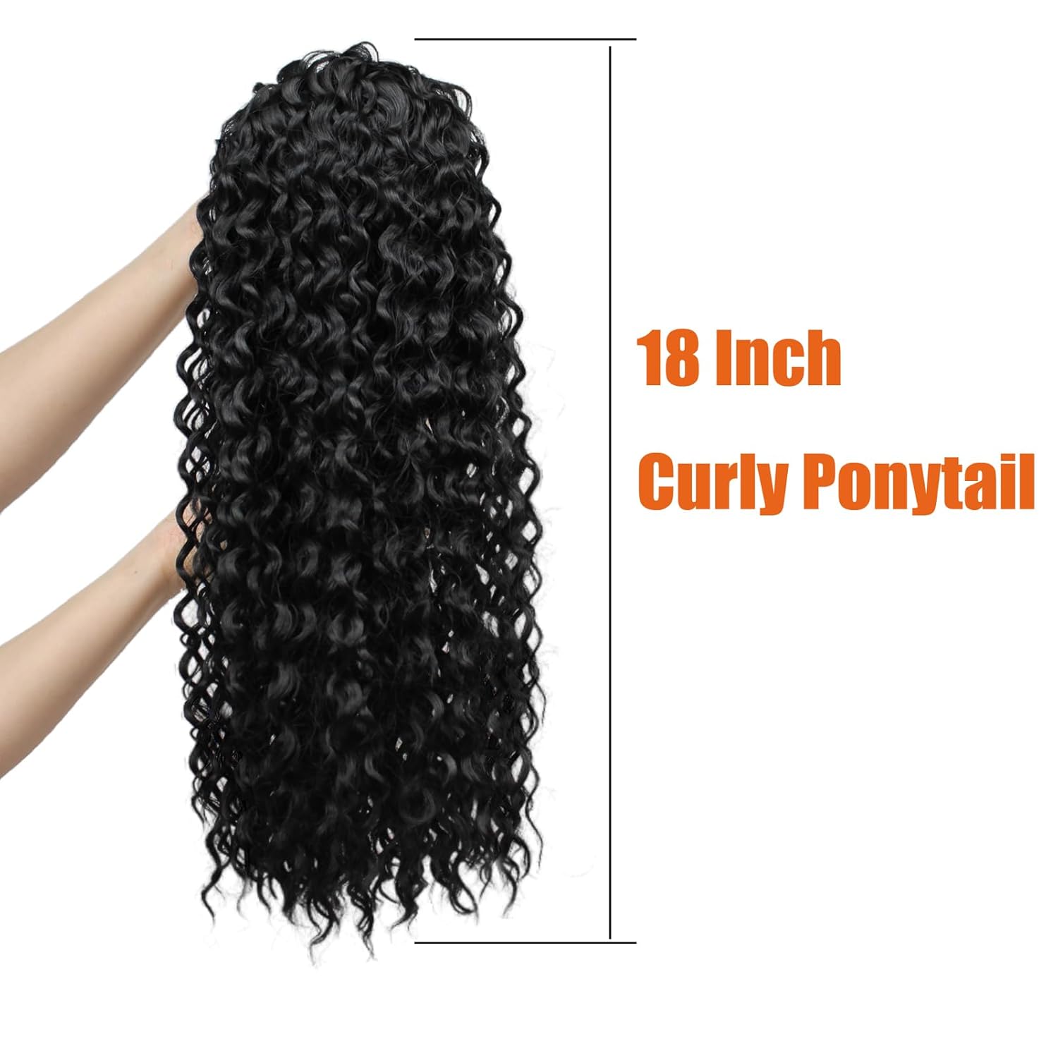 Cola de caballo rizada con cordón para mujeres negras, 18 pulgadas, afro, rizado, aspecto natural, extensiones de cabello sintético con clip para