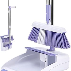 Juego de escoba y recogedor de cocina, escoba de acero inoxidable con recogedor de pie, juego de escoba y recogedor, combo de bandeja para el polvo Juego de escoba y recogedor de cocina, escoba de acero inoxidable con recogedor de pie, juego de escoba y recogedor, combo de bandeja para el polvo