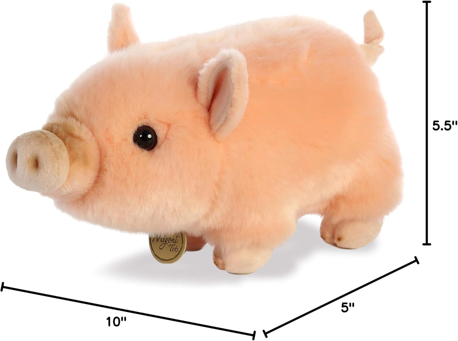 Aurora – Adorable cerdito barrigón de peluche Miyoni, detalle realista, compañía entrañable, rosado, 11pulgadas