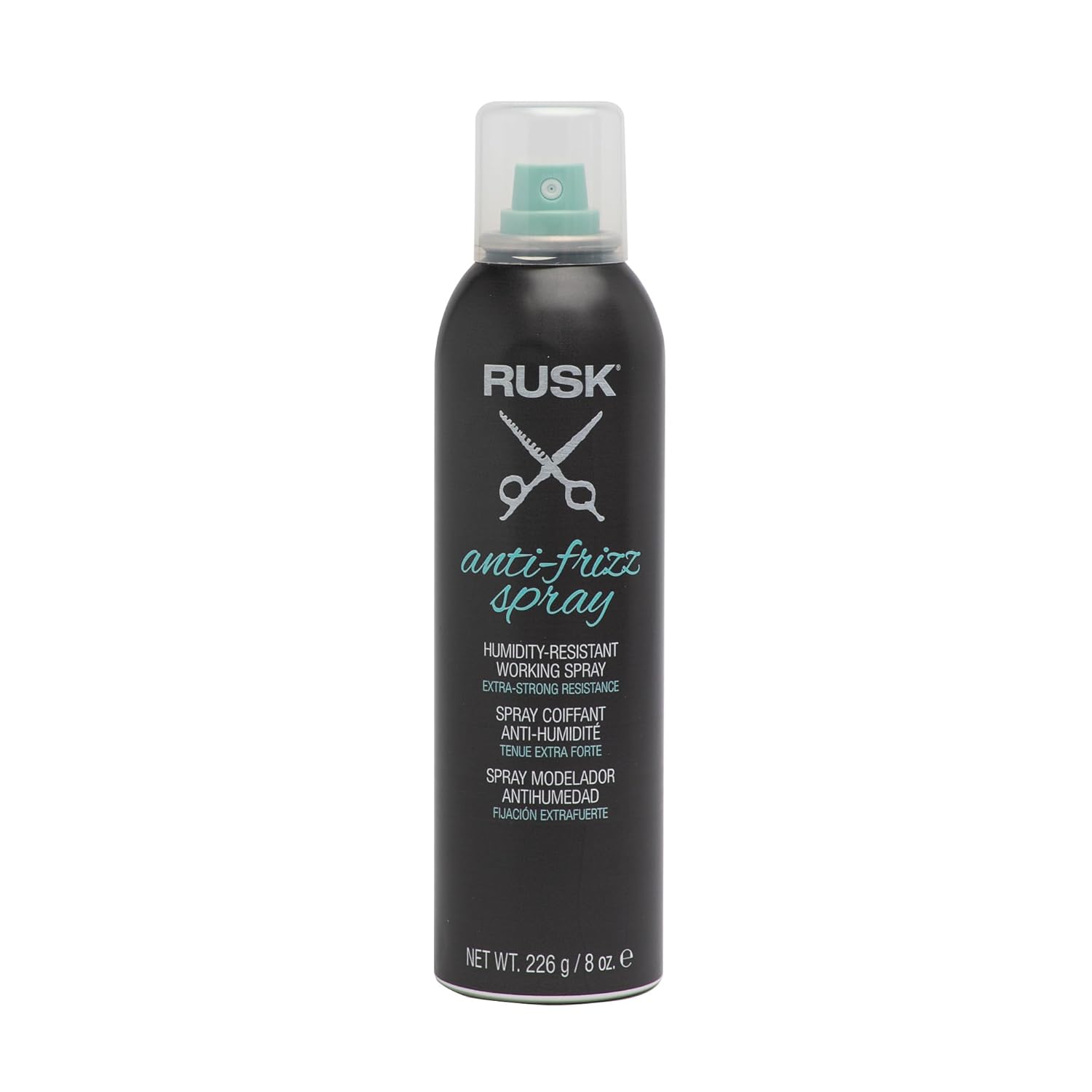 RUSK Spray antiencrespamiento, 8 onzas, spray de trabajo resistente a la humedad, ofrece control de estilo, protección del color y fortalece el