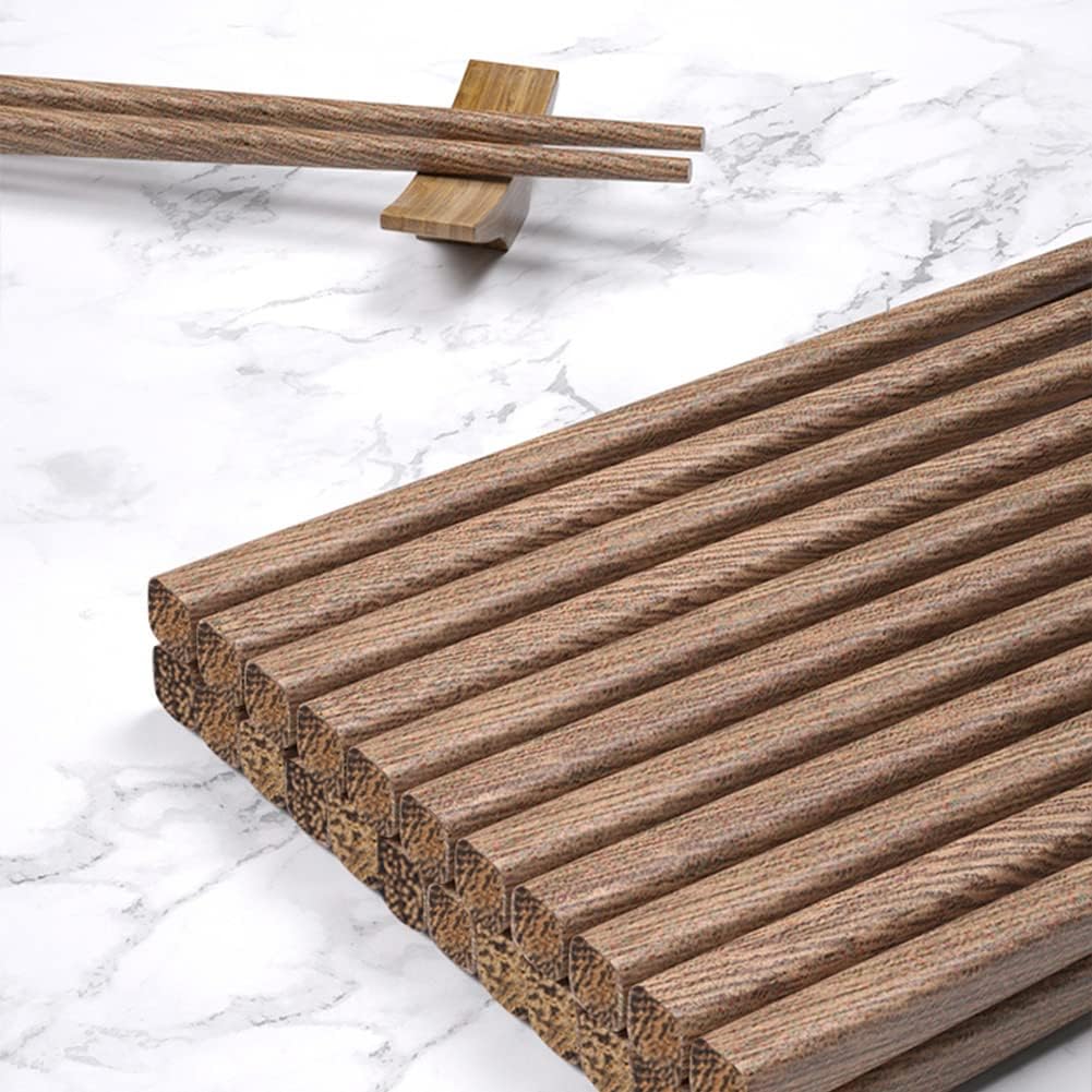M.G Palillos de madera wengué, 10 pares de palillos de madera, palillos de madera reutilizables chinos, japoneses coreanos, aptos para lavavajillas