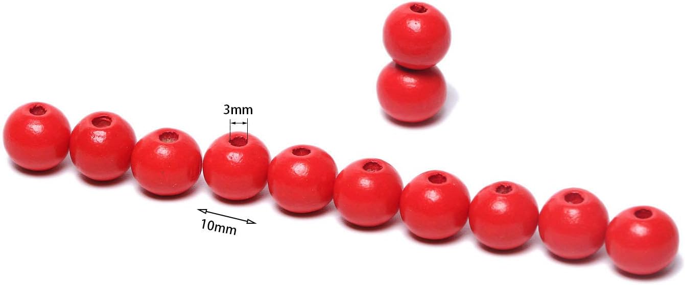 300 cuentas de madera roja de 0.394in acabadas redondas teñidas de madera espaciadora cuentas sueltas para niños o adultos artesaníafabricación de