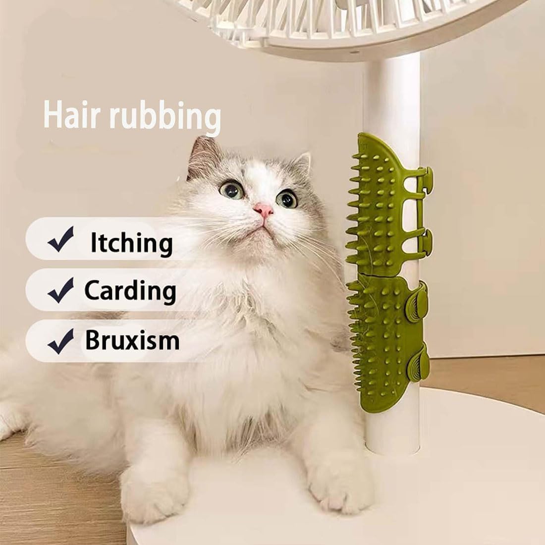 Artefacto de cosquillas para mascotas, cepillo para mascotas con 63 dientes de peine de cabeza redonda, cepillo para rascar esquina de gato, cepillo