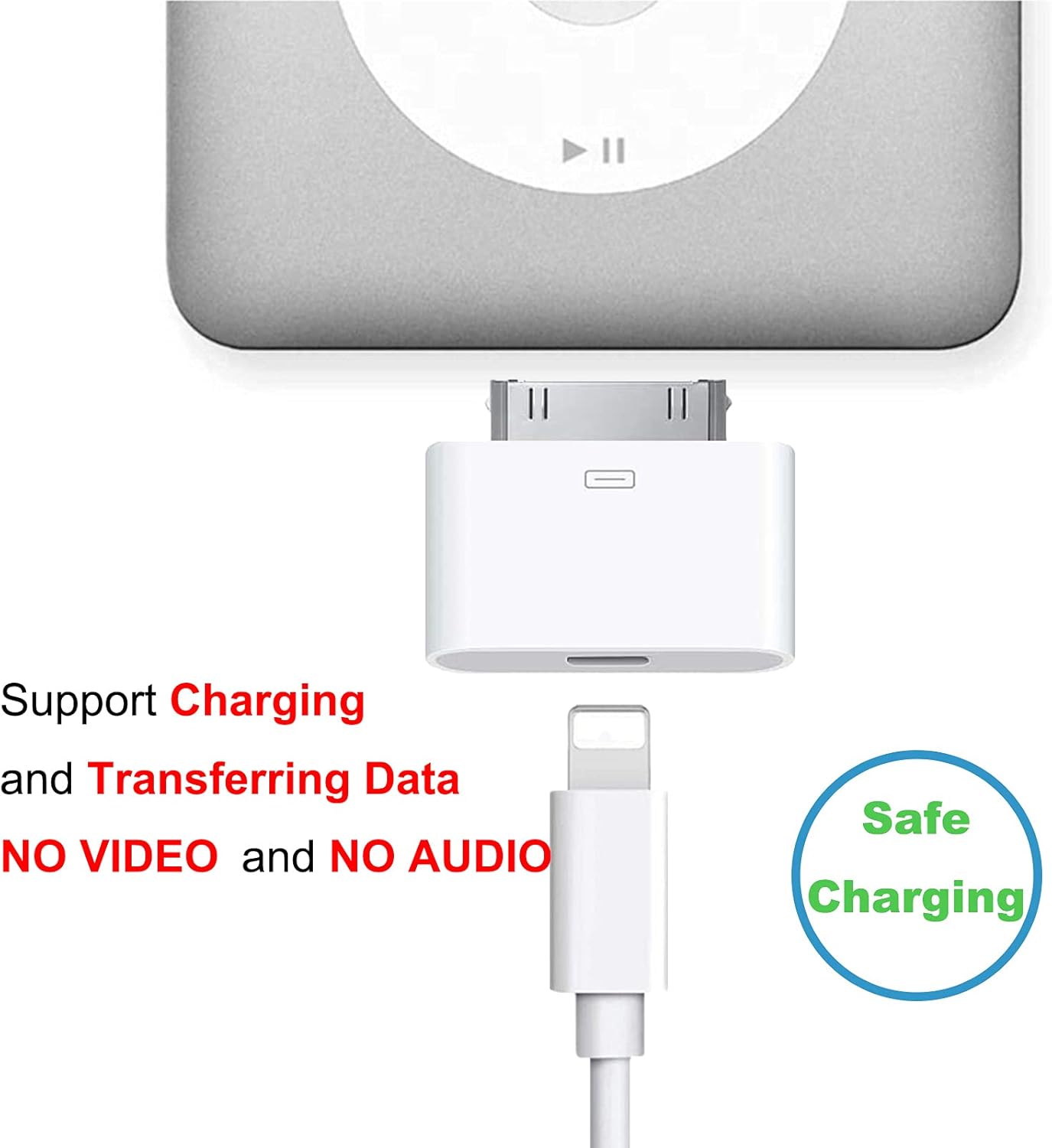 ROSYCLO - Adaptador Lightning de 30 pines a Lightning con certificación MFi de 8 pines hembra a 30 pines conector de base macho de 30 pines - Imagen 5