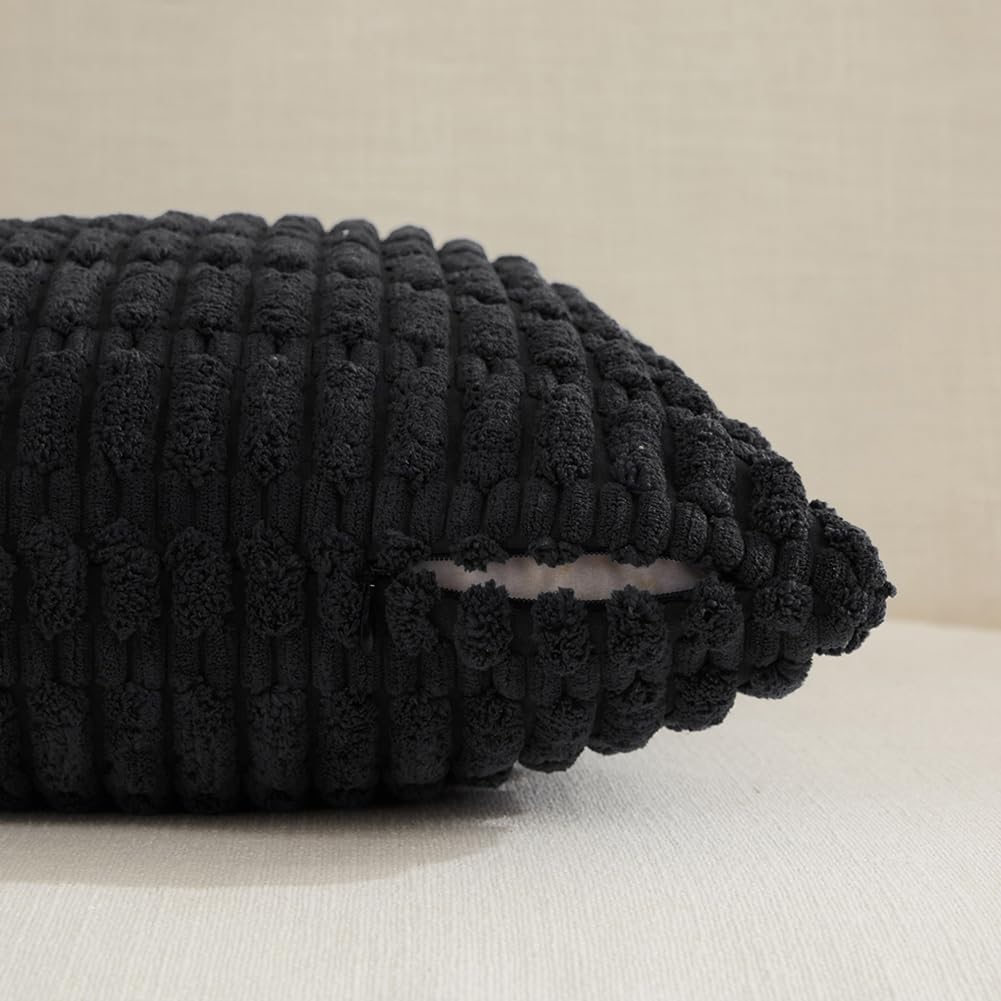 Fancy Homi Paquete de 4 fundas de almohada decorativas de color negro bohemio de 16 x 16 pulgadas para sala de estar, sofá, cama, sofá, decoración