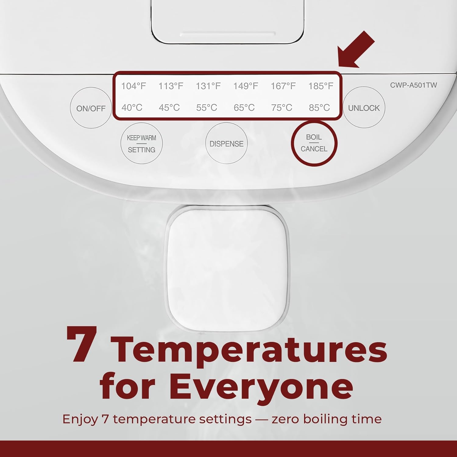 CUCKOO CWP-A501TW  Dispensador y calentador de agua caliente  Dispensación automática y protección contra hervir en seco  Acero inoxidable aislado