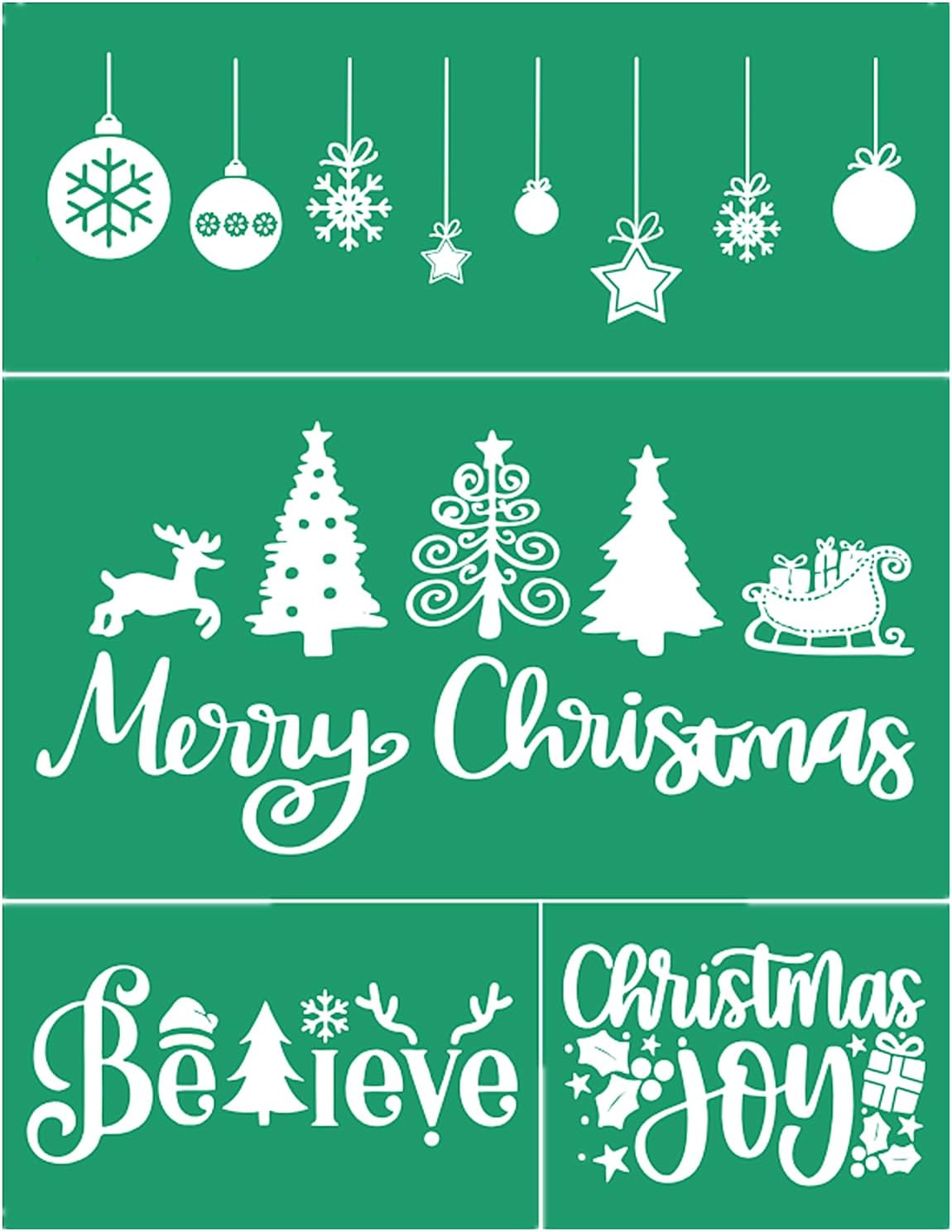 JAAJDO – Plantillas de pantalla de seda para árbol de Navidad, adornos de campanas de Navidad, plantillas de serigrafía para decoraciones de fiesta