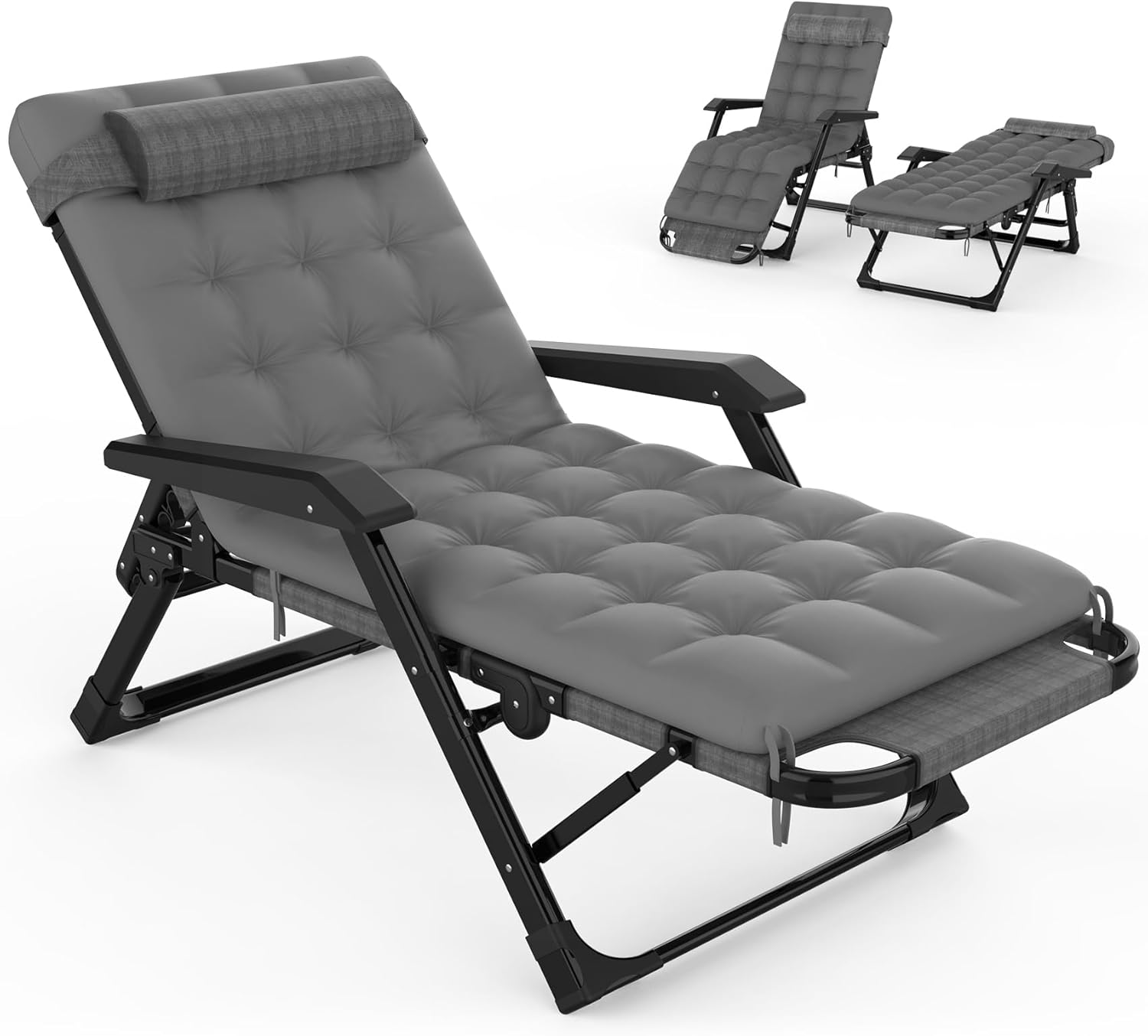 Slendor Catre plegable de gran tamaño 3 en 1 de 29 pulgadas, 6+10 posiciones ajustables XL para patio, tumbona para adultos, cuna portátil, sillón