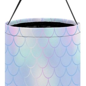 SLNFDKND Cubo de cubo de Halloween con diseño de sirena arcoíris, bolsa de dulces para niños, decoraciones de Halloween SLNFDKND Cubo de cubo de Halloween con diseño de sirena arcoíris, bolsa de dulces para niños, decoraciones de Halloween