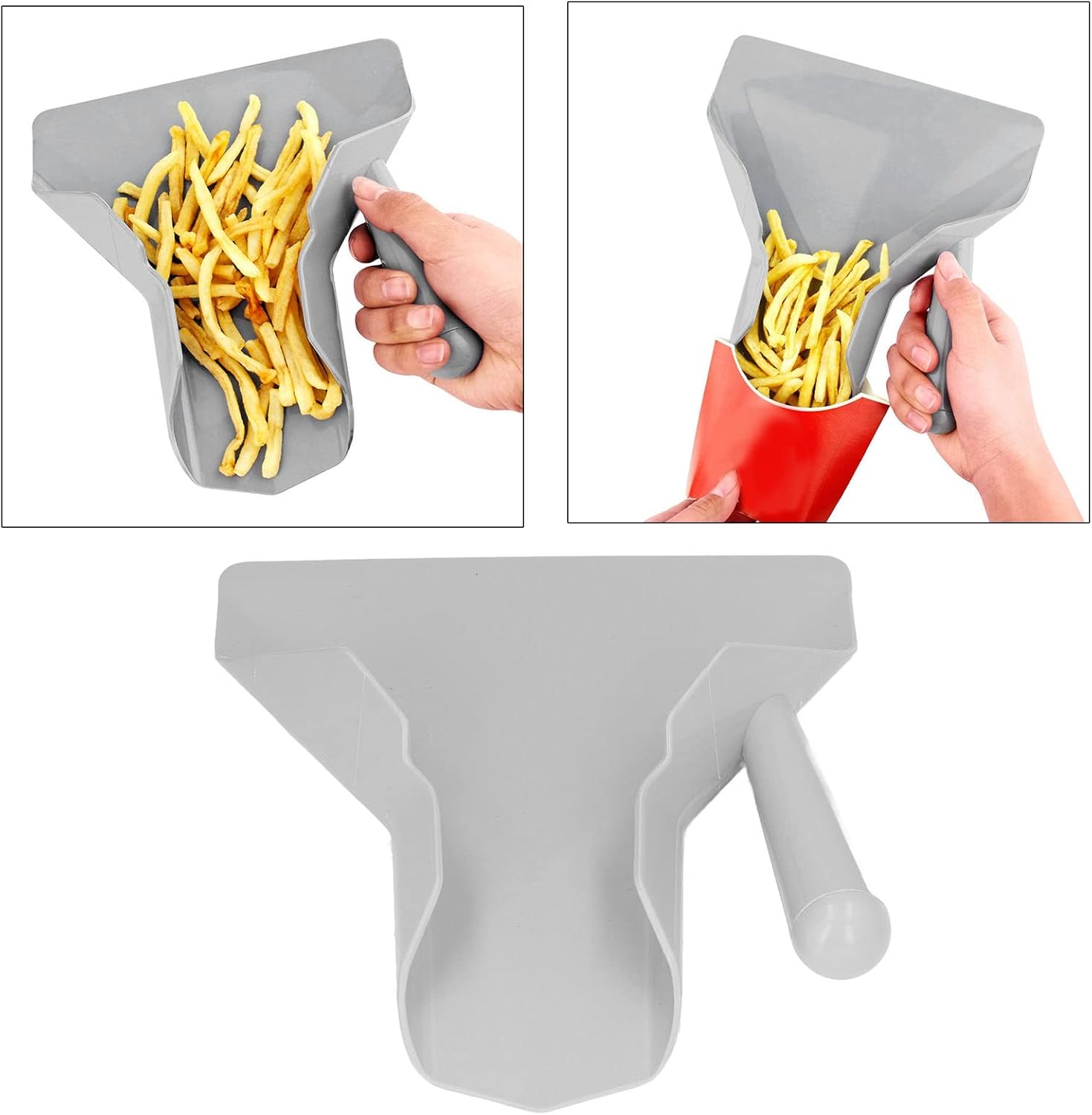 Cuchara para embolsar papas fritas, pala para patatas fritas con mango derecho