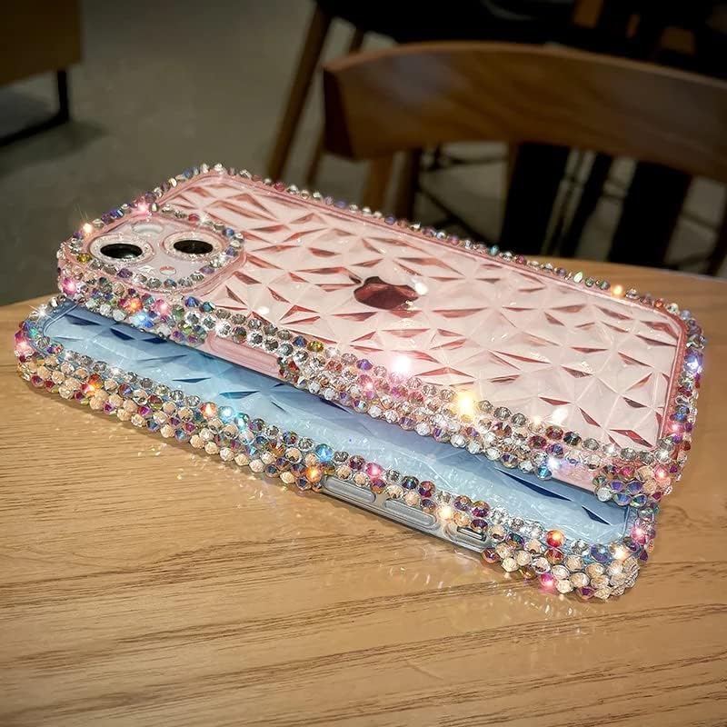 Casechics Funda compatible con iPhone, funda de lujo con purpurina y diamantes brillantes, protección para lente de cámara, transparente, suave, a