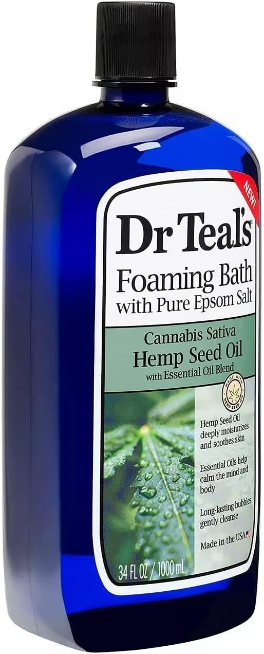 Dr. Teal’s – Juego de regalo de baño espumoso de aceite de semilla de cáñamo (paquete de 2, 34 onzas Ea)  Aceite de semilla de cáñamo de cannabis